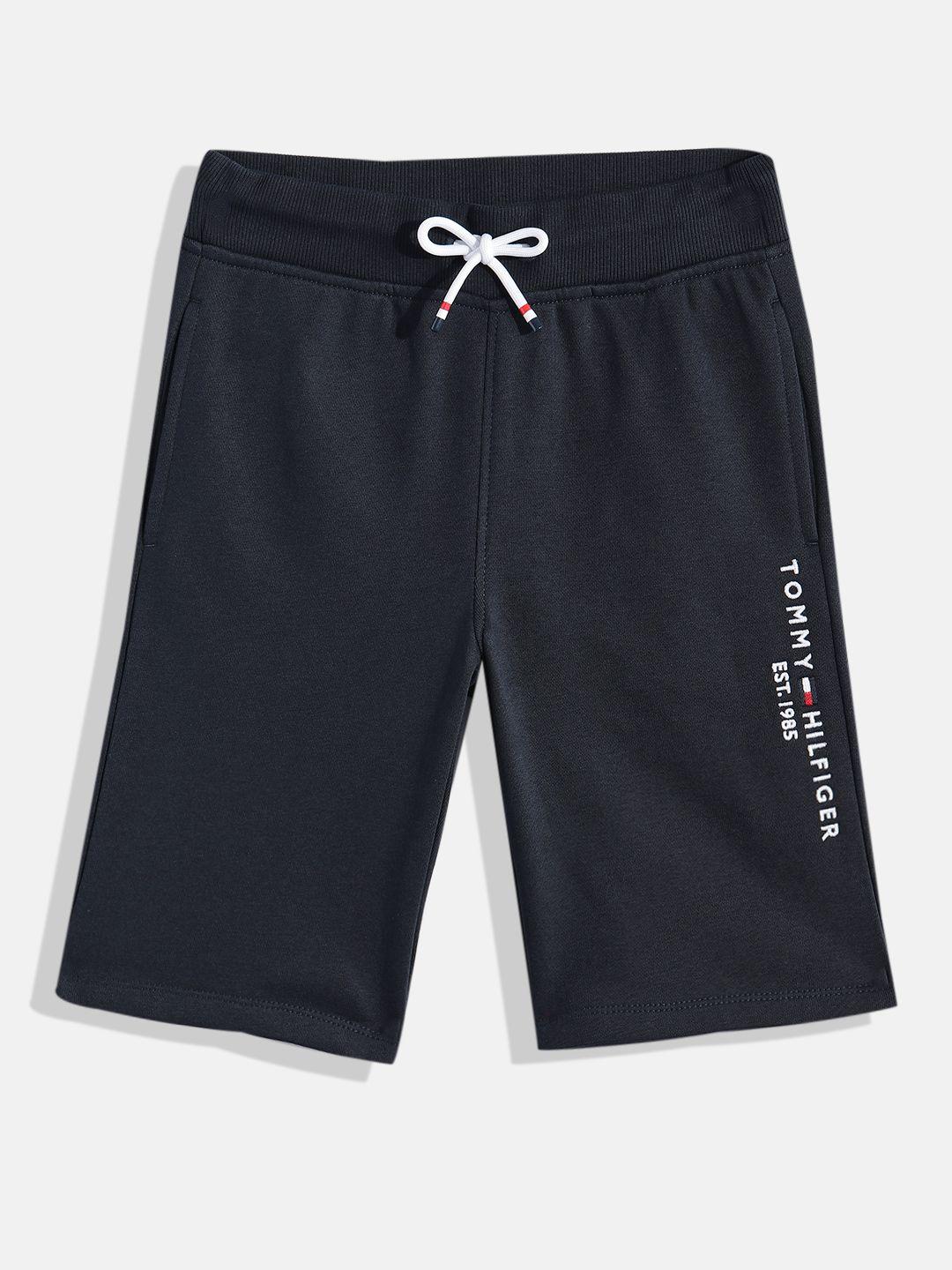 tommy hilfiger boys regular fit mid-rise sweat shorts with brand logo embroidered detail