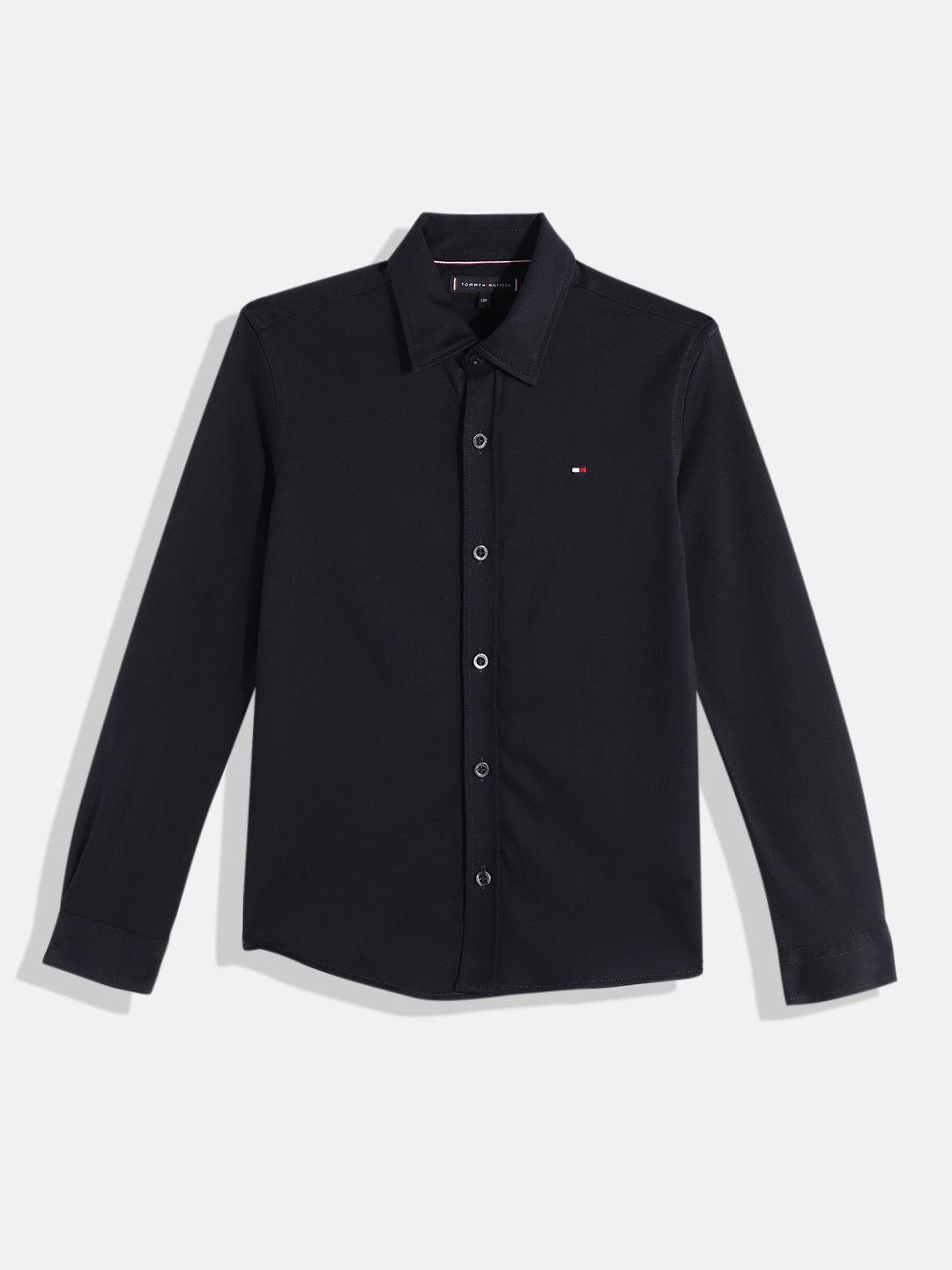 tommy hilfiger boys solid pure cotton casual shirt