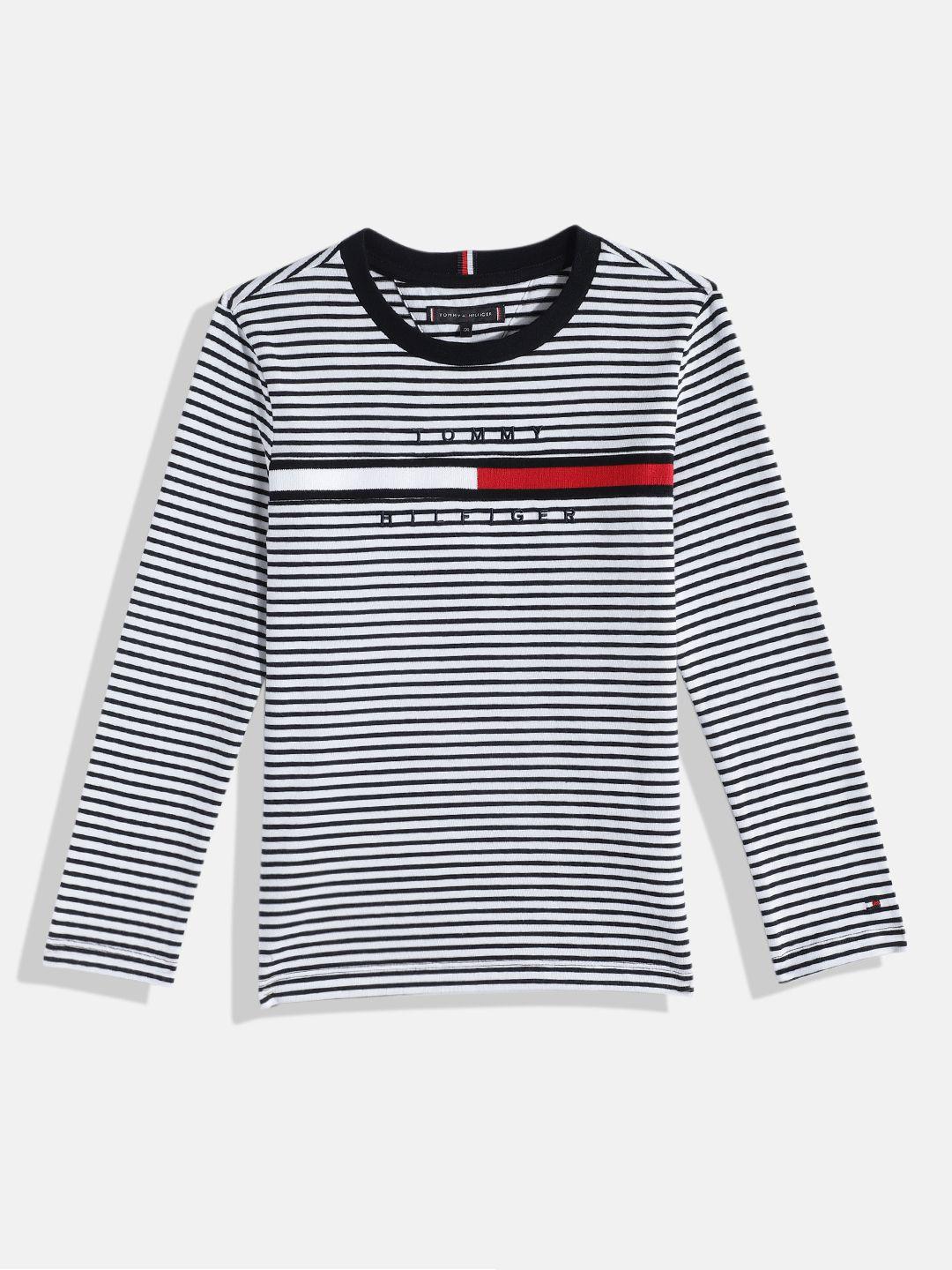 tommy hilfiger boys striped nautical organic cotton t-shirt with cut & sew detail