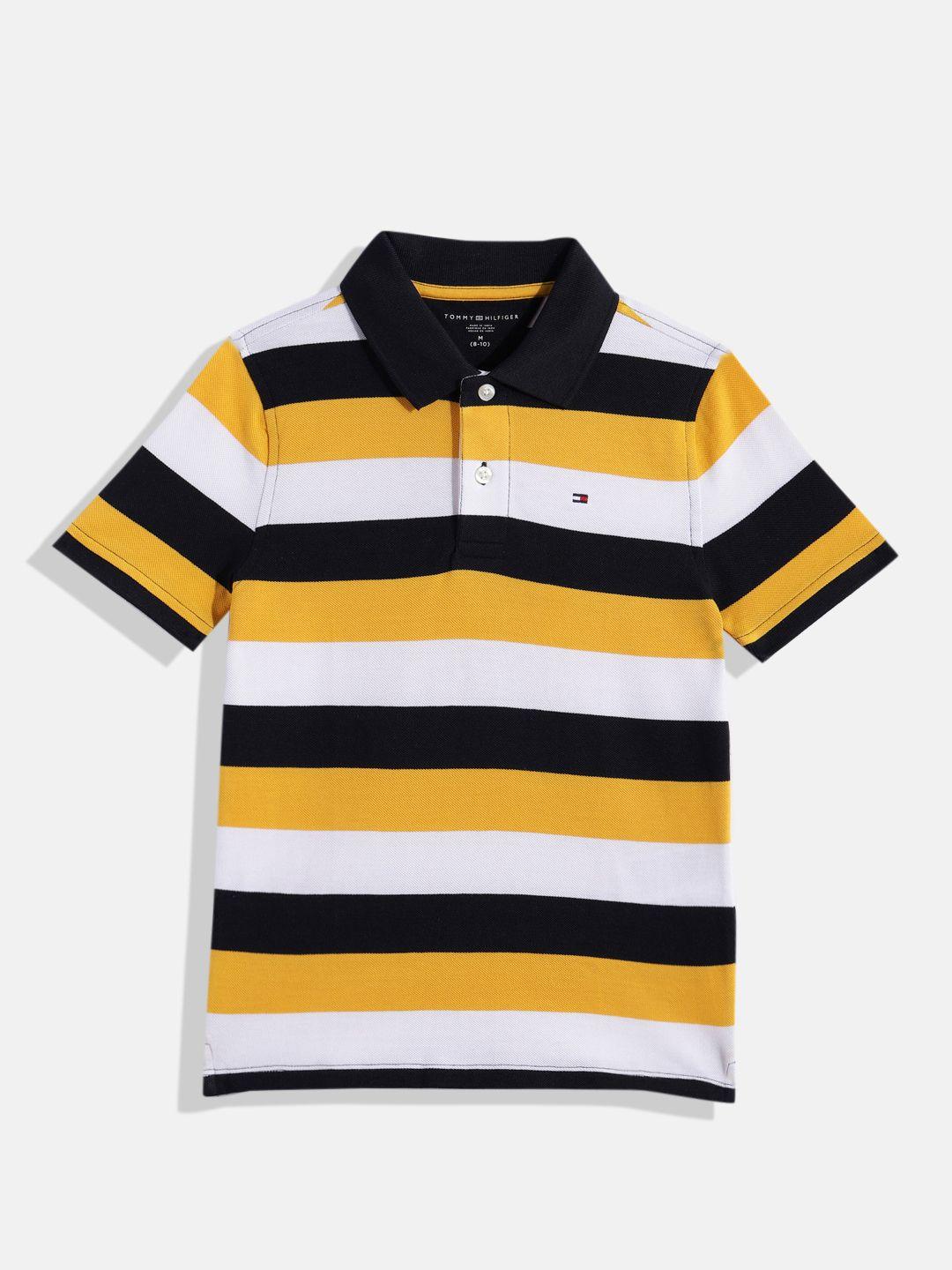 tommy hilfiger boys striped polo collar pure cotton t-shirt