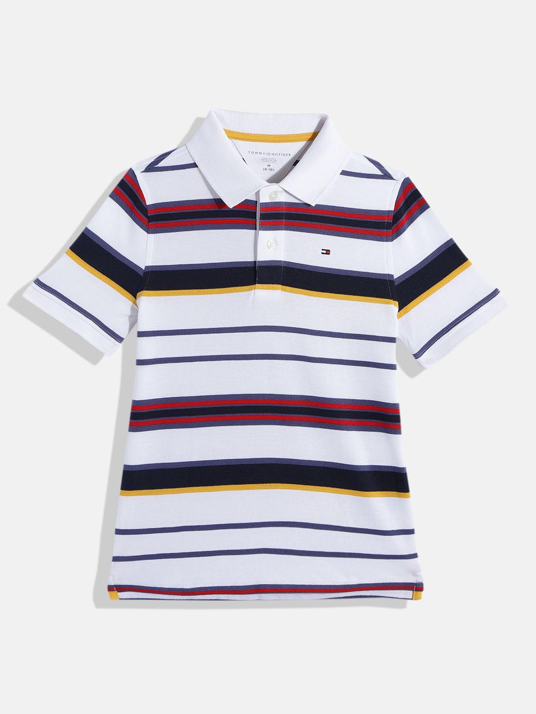 tommy hilfiger boys striped polo collar pure cotton t-shirt