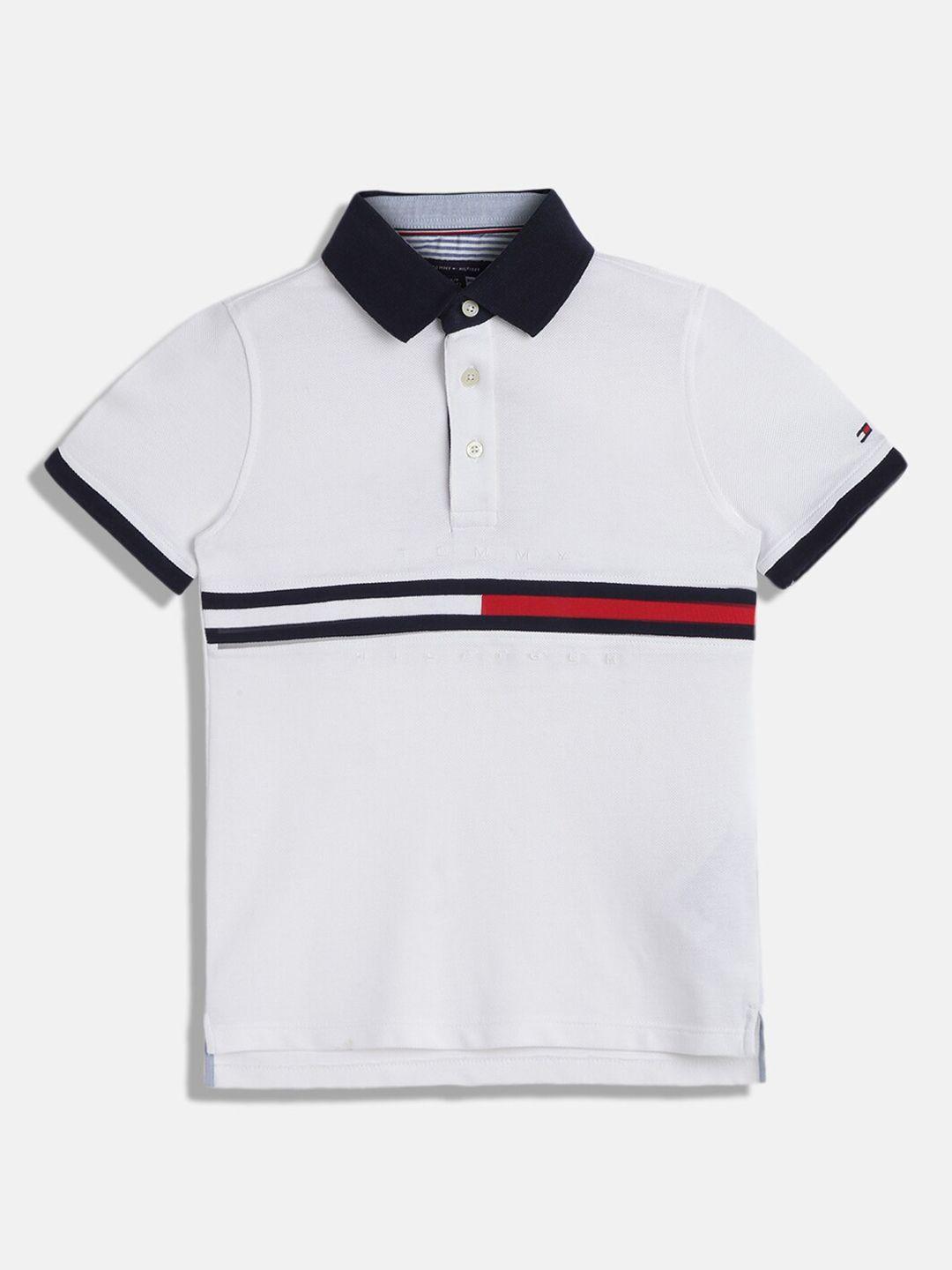 tommy hilfiger boys striped polo collar regular fit cotton casual t-shirt