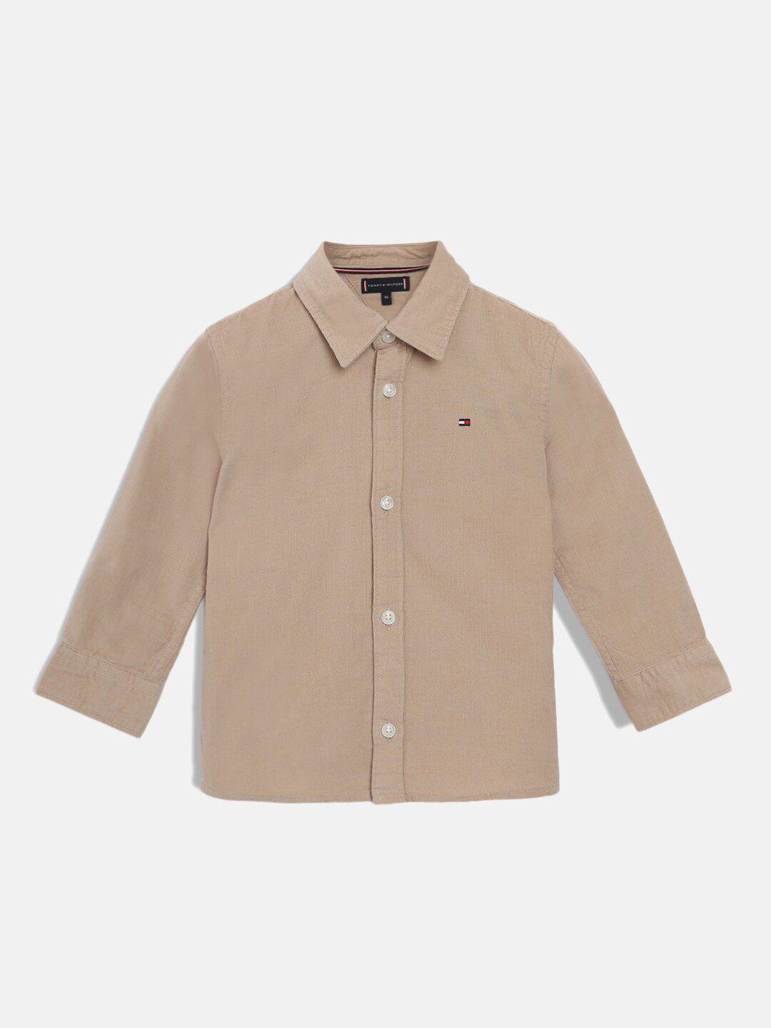 tommy hilfiger boys textured regular fit pure cotton casual shirt