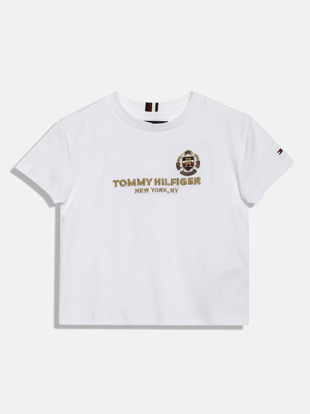 tommy hilfiger boys typography embroidered cotton t-shirt