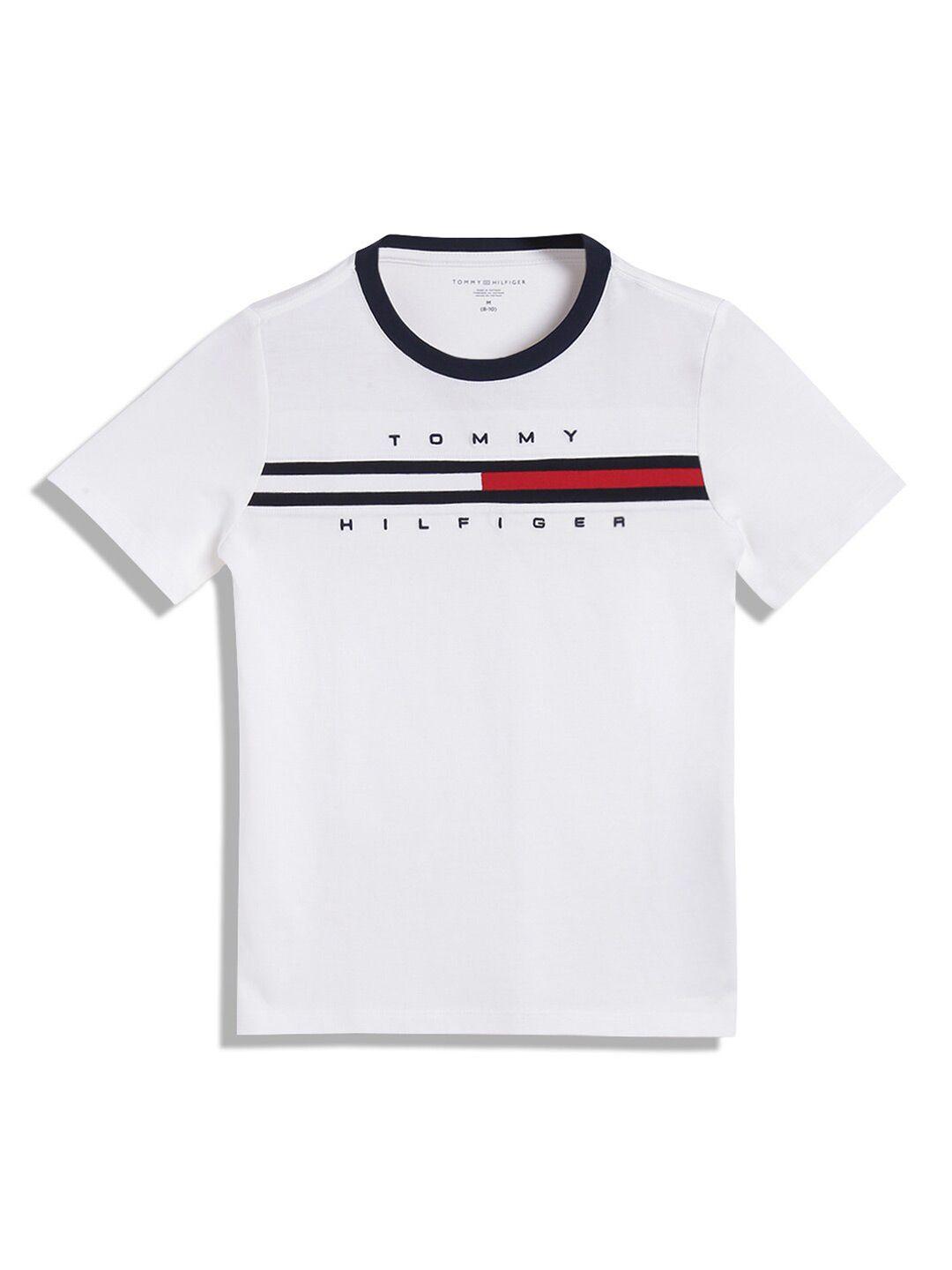 tommy hilfiger boys typography printed pure cotton t-shirt