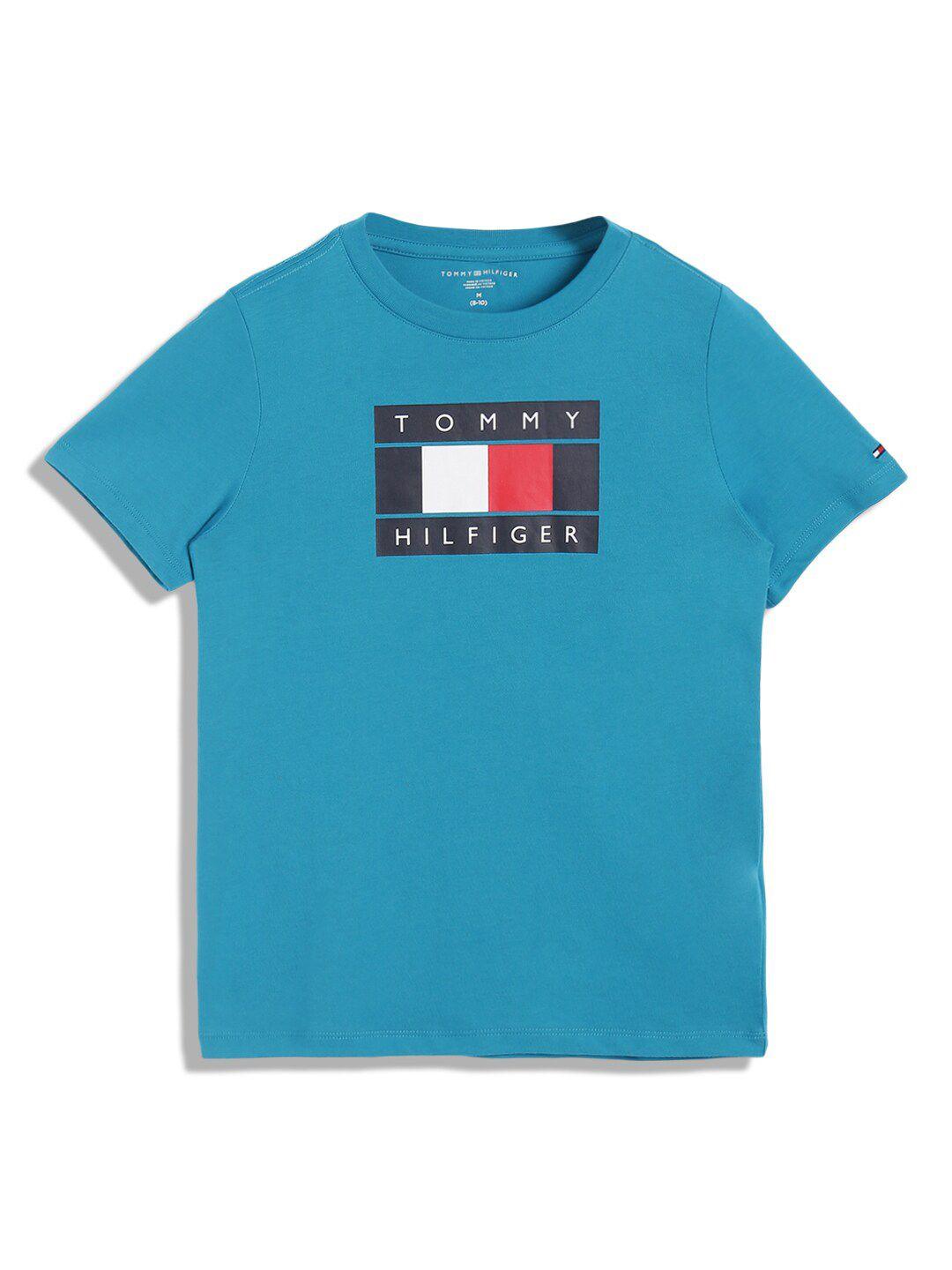 tommy hilfiger boys typography printed pure cotton t-shirt