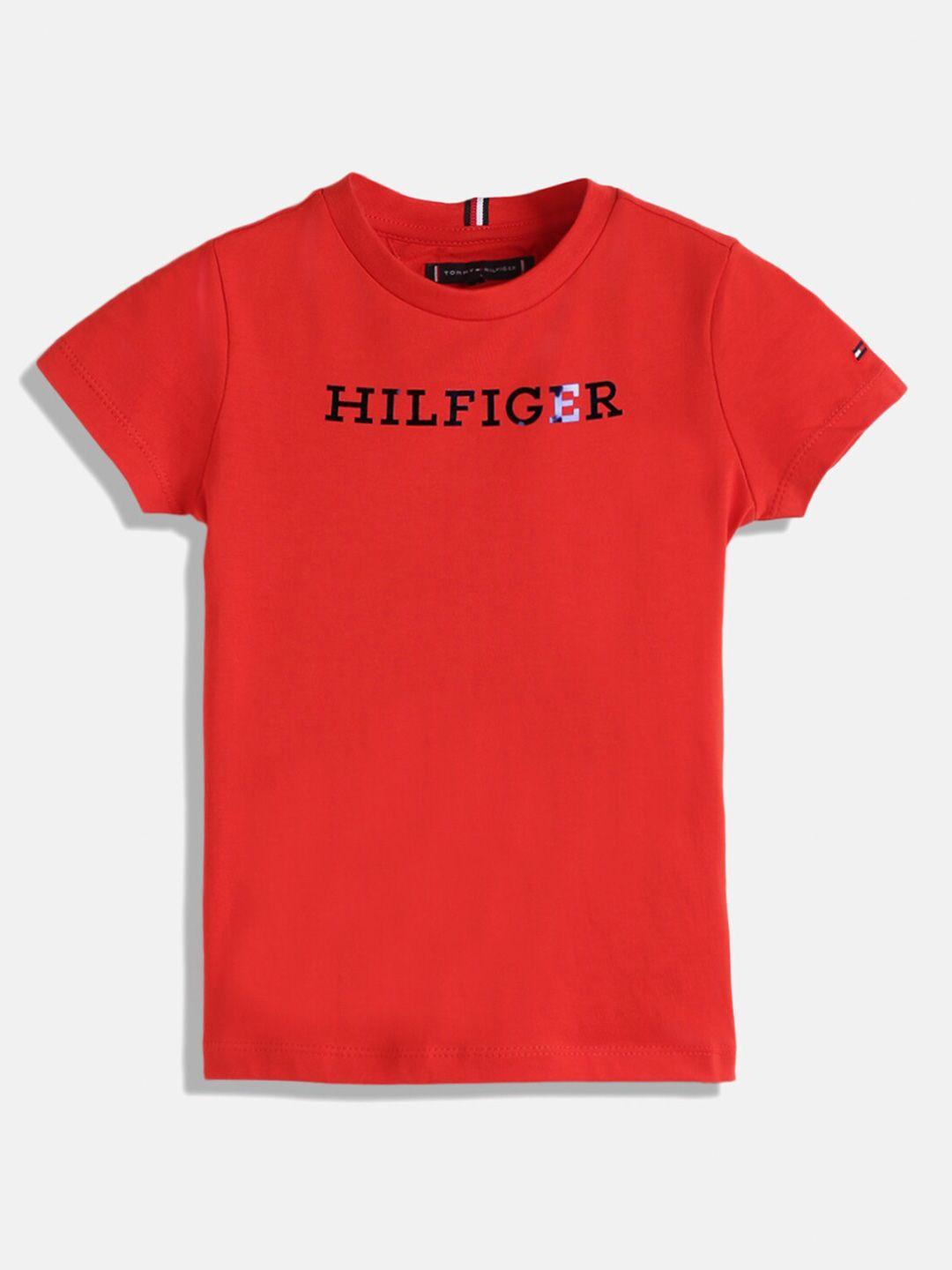tommy hilfiger boys typography printed pure cotton t-shirt