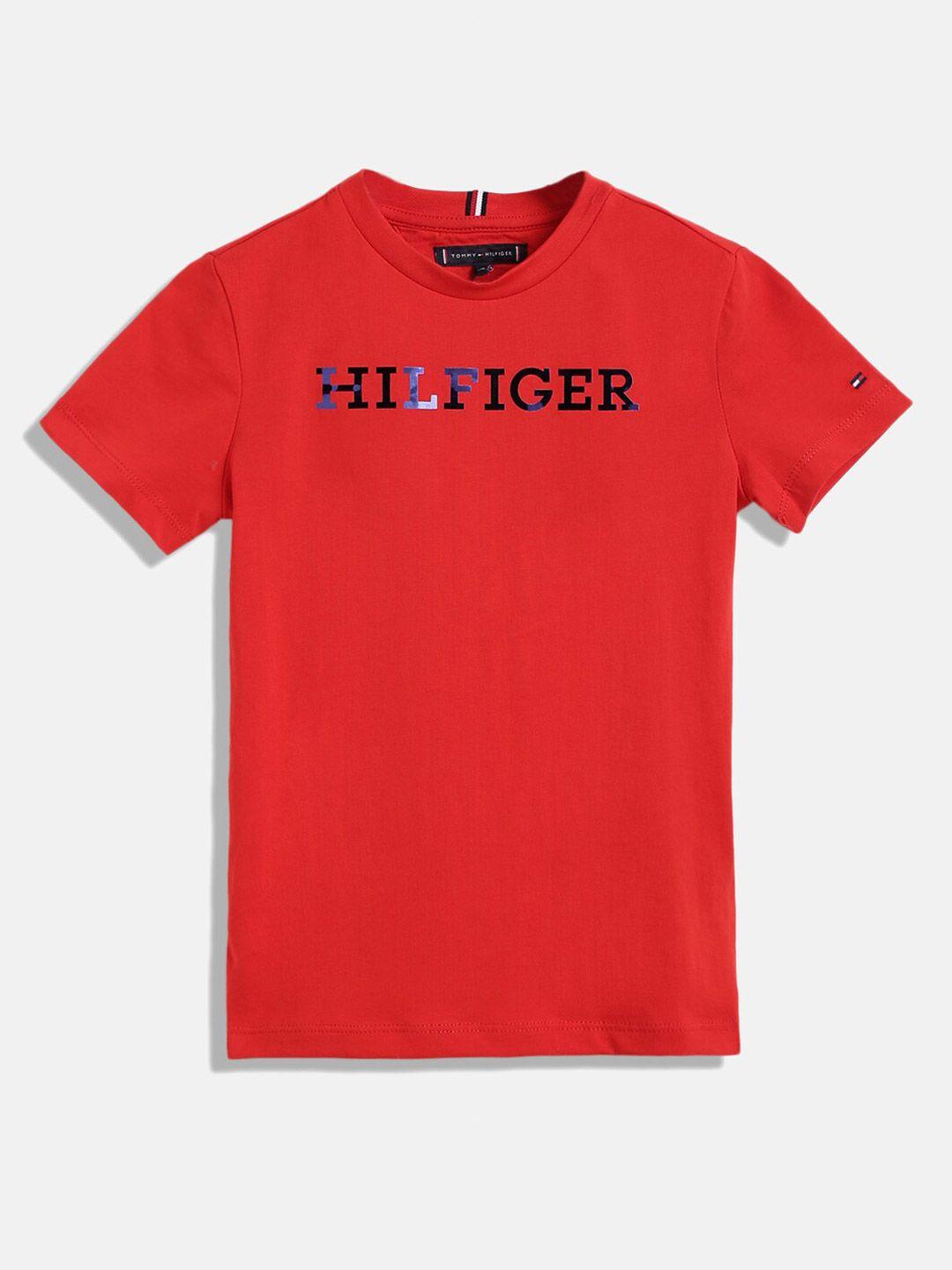 tommy hilfiger boys typography printed pure cotton t-shirt