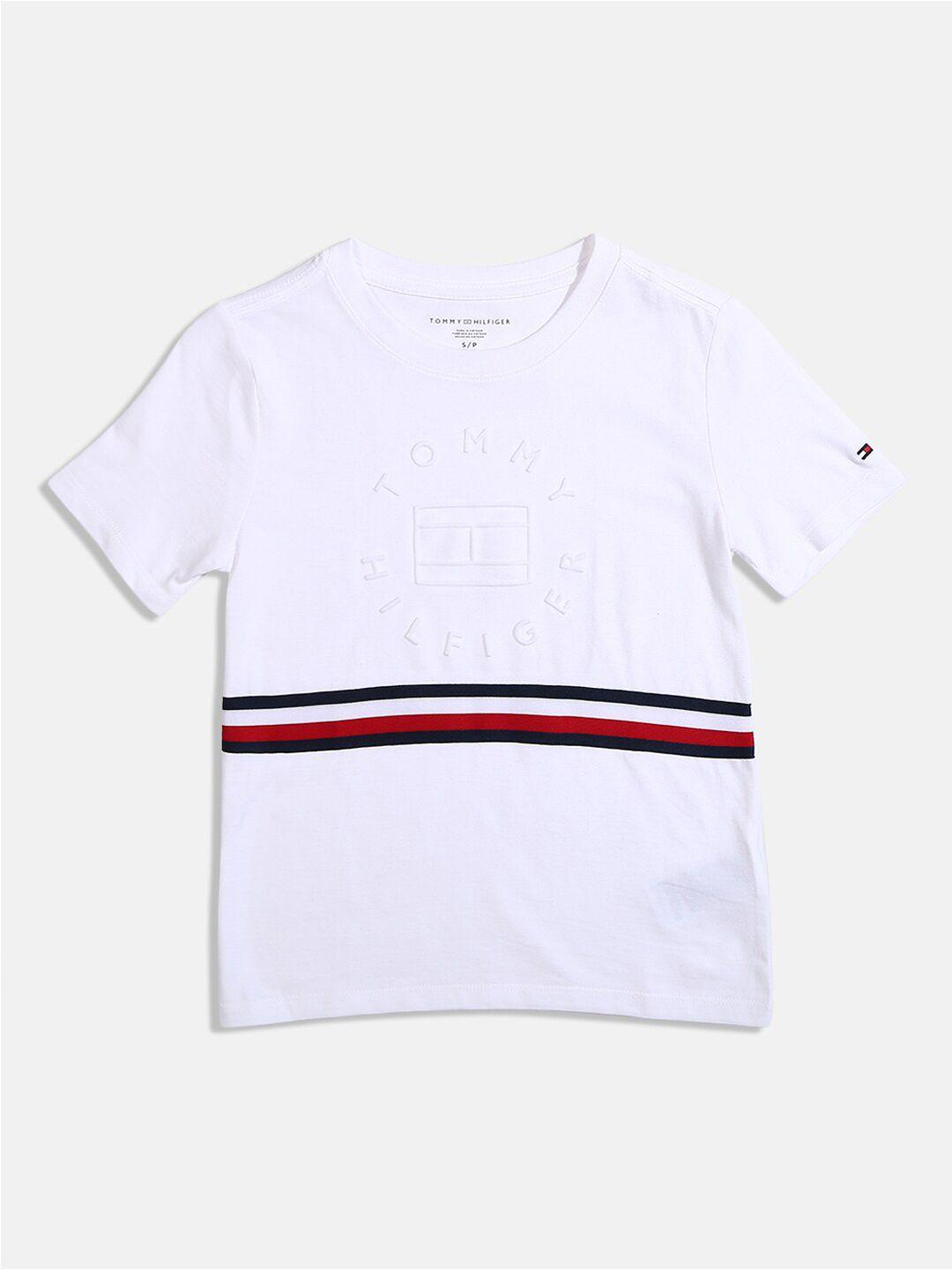 tommy hilfiger boys white round neck pure cotton t-shirt