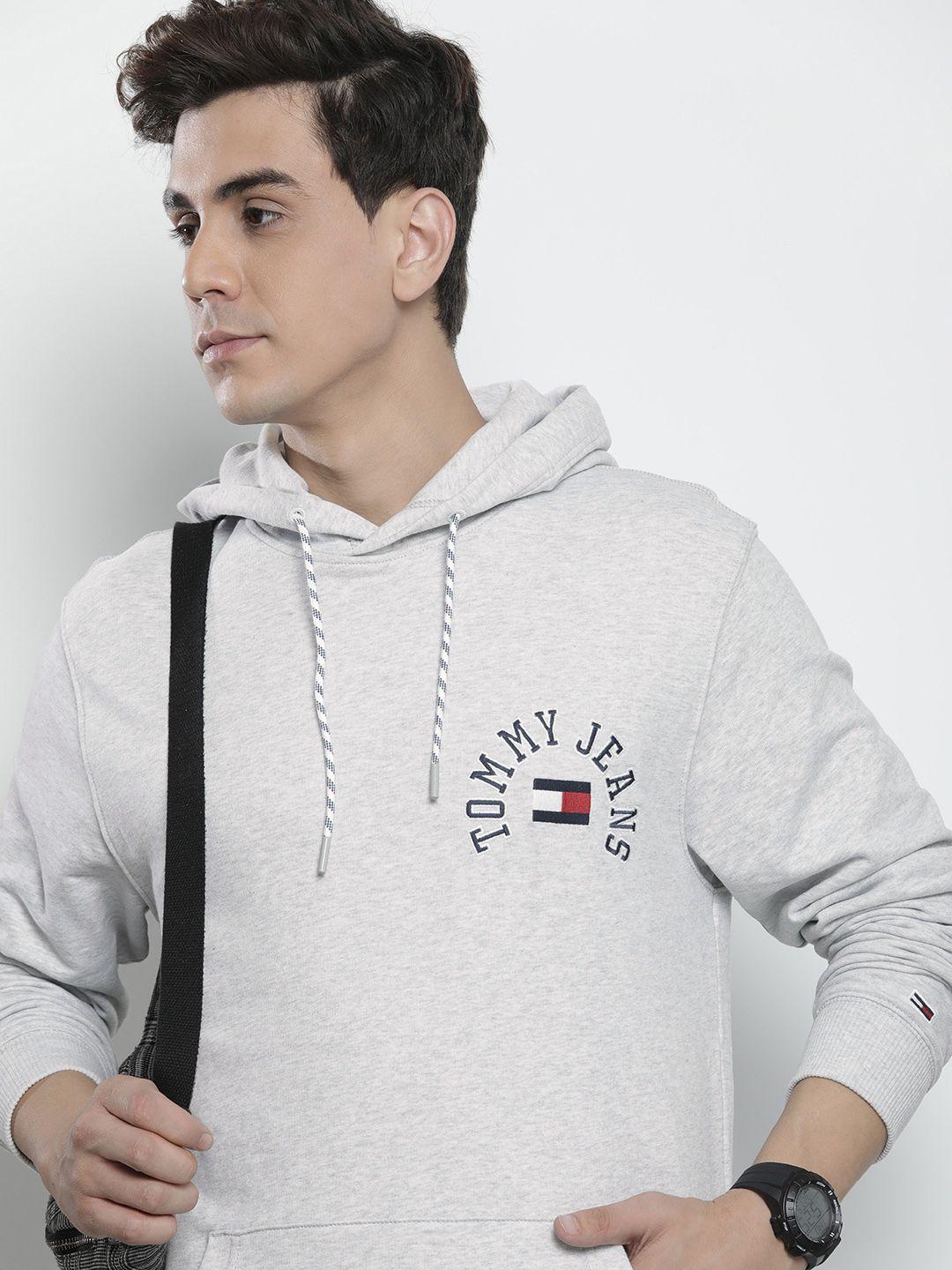 tommy hilfiger brand logo embroidered pure cotton hooded sweatshirt