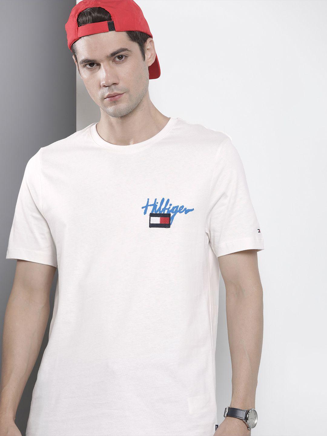 tommy hilfiger brand logo embroidered pure cotton sustainable t-shirt