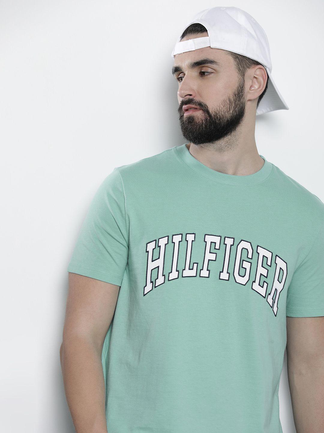 tommy hilfiger brand logo embroidered pure cotton t-shirt