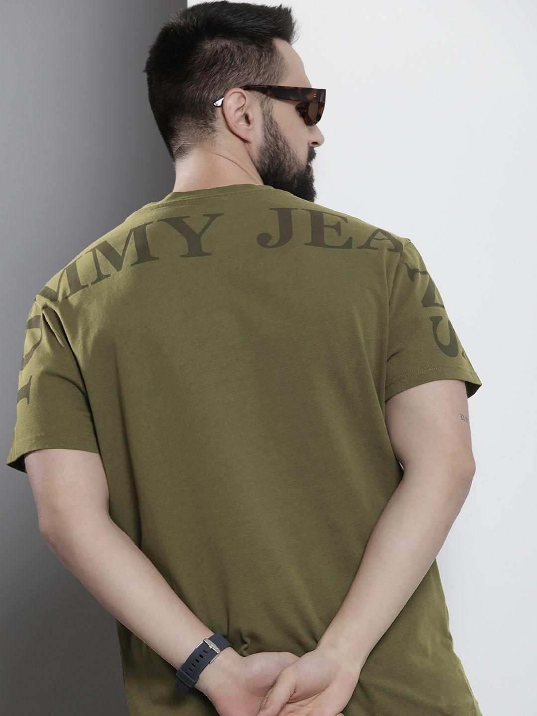 tommy hilfiger brand logo printed drop-shoulder sleeves pure cotton t-shirt