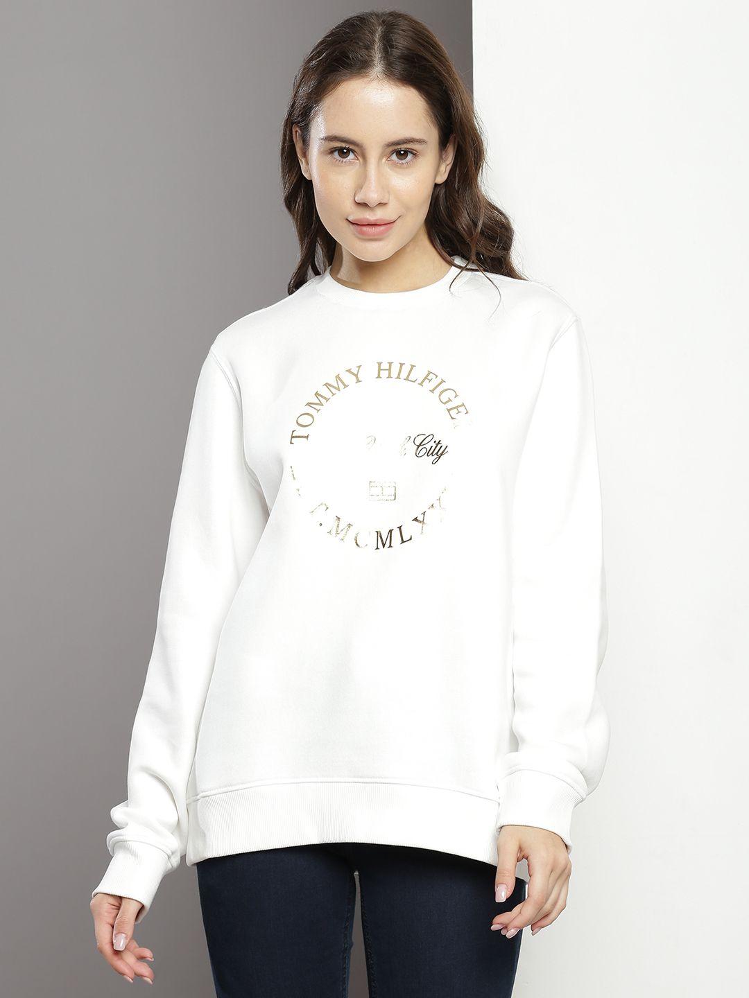 tommy hilfiger brand logo printed pullover sweatshirt