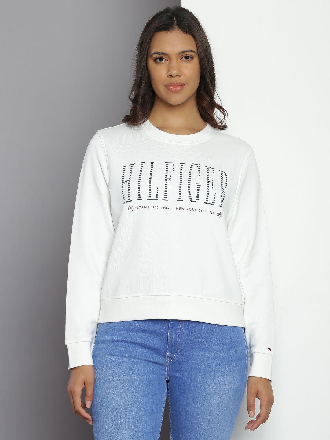 tommy hilfiger brand logo printed pure cotton pullover sweatshirt