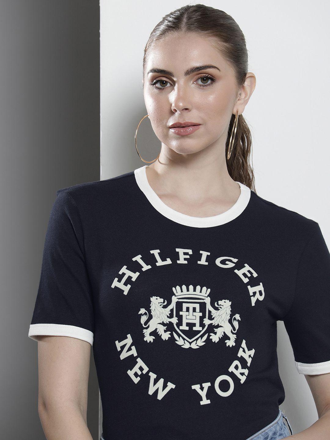 tommy hilfiger brand logo printed pure cotton t-shirt