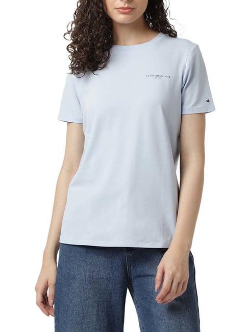 tommy hilfiger breezy blue solid regular fit t-shirt