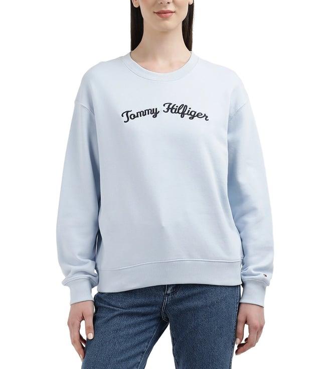 tommy hilfiger breezy blue womens solid regular sweatshirt