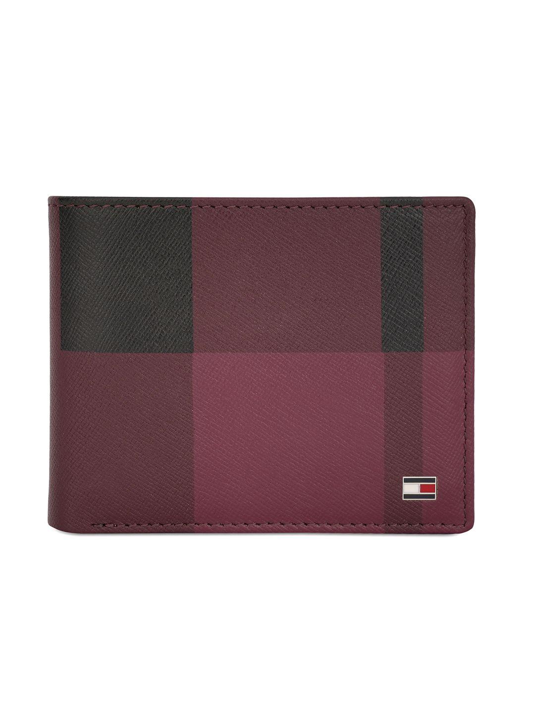 tommy hilfiger checked leather two fold wallet