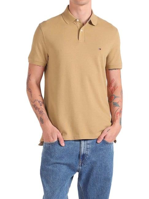 tommy hilfiger classic khaki cotton regular fit polo t-shirt