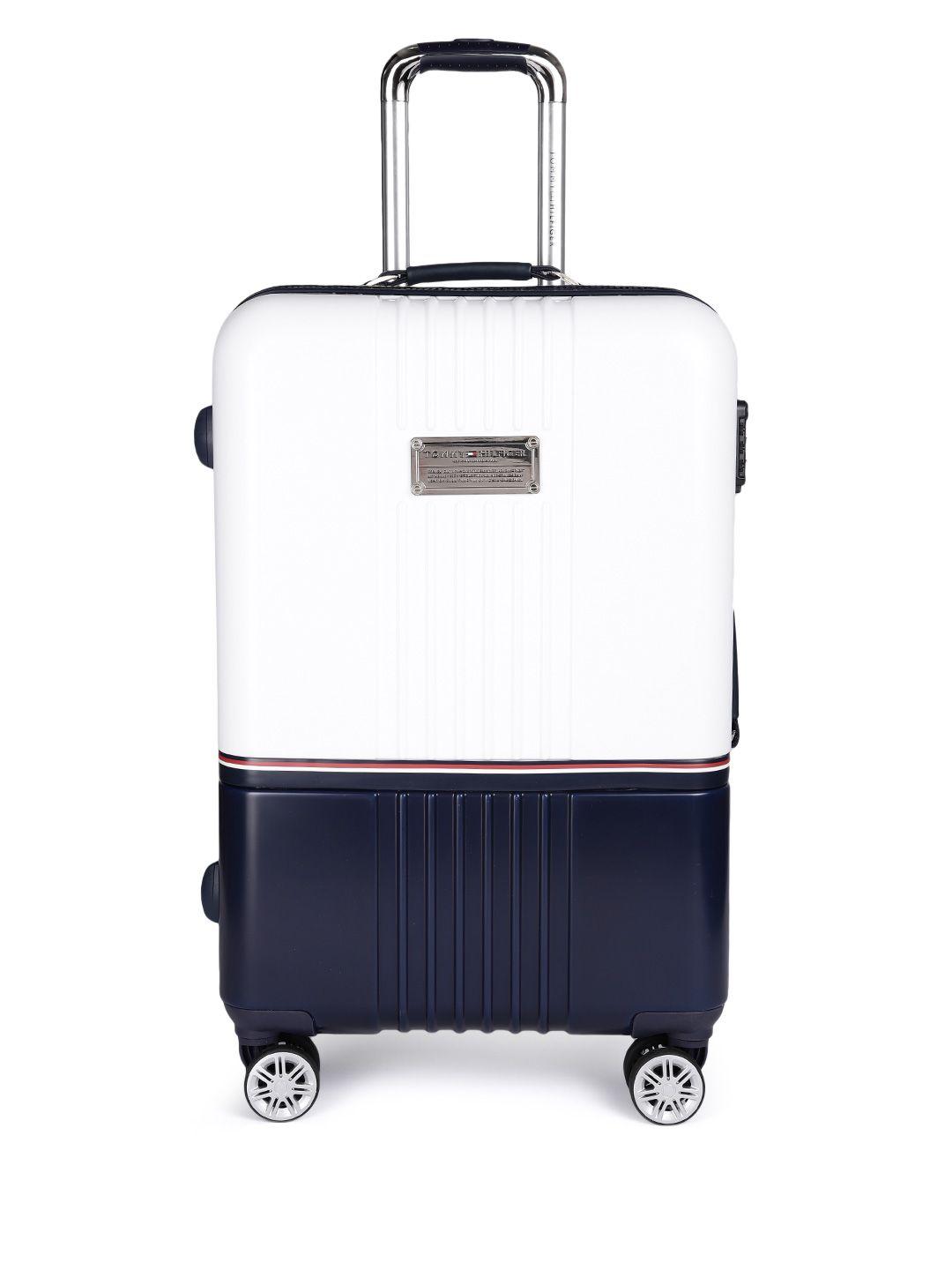 tommy hilfiger colourblocked soft 4 wheels 360-degree rotation medium trolley