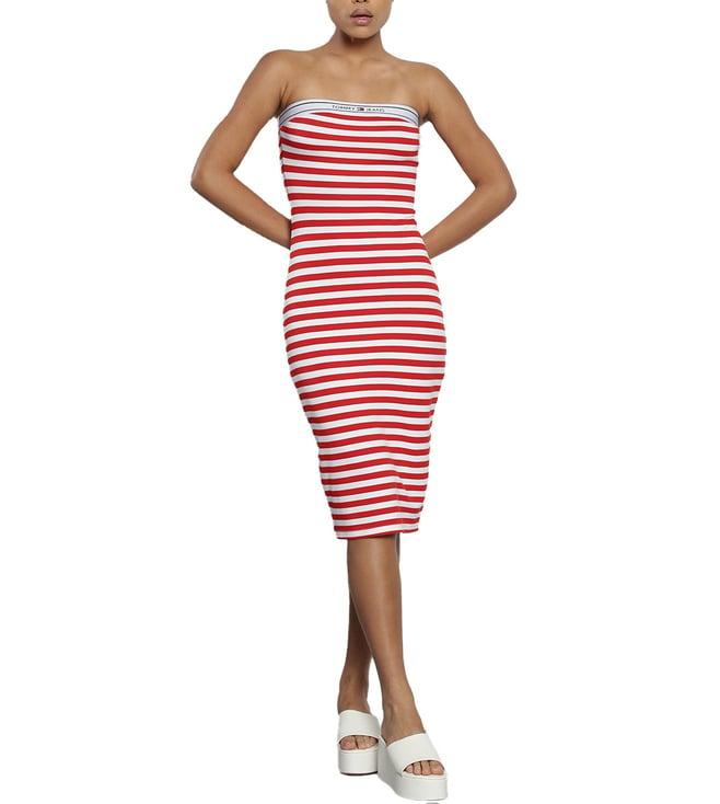 tommy hilfiger deep crimson stripes bodycon dress