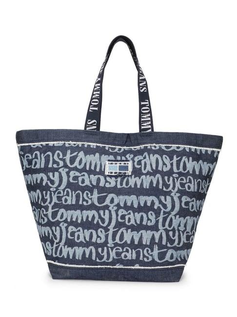 tommy hilfiger denim script printed medium tote