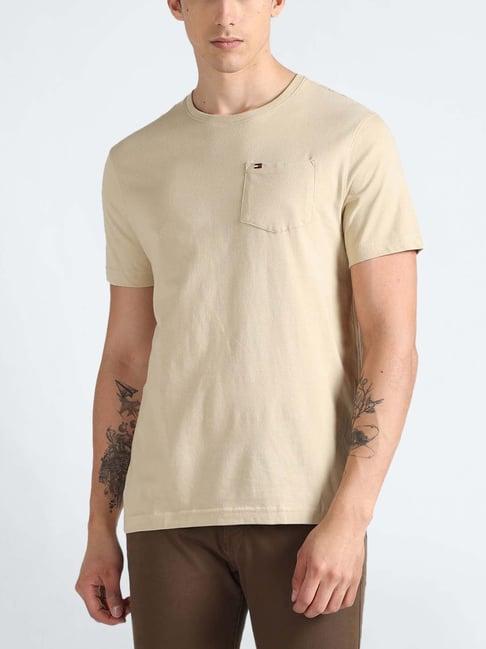 tommy hilfiger desert khaki cotton regular fit t-shirt