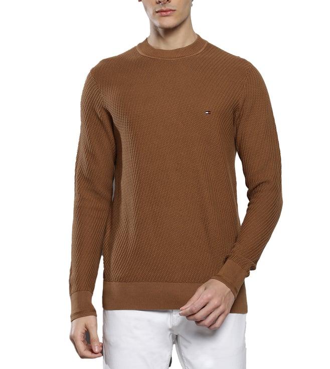 tommy hilfiger desert khaki solid regular fit sweater