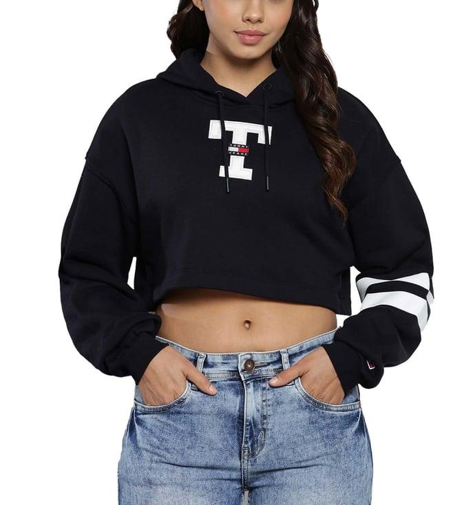 tommy hilfiger desert sky self crop fit hoodie