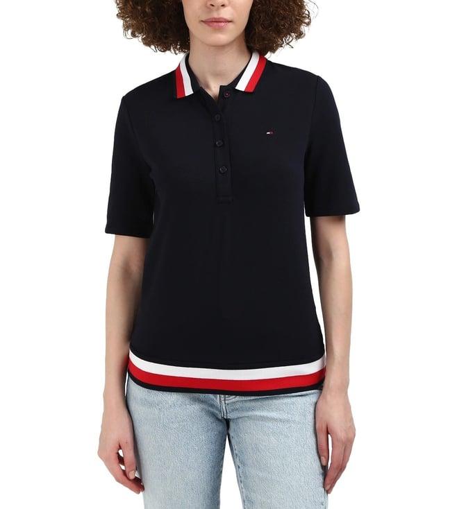 tommy hilfiger desert sky solid cotton women's polo t-shirt