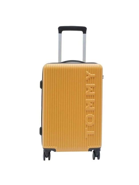 tommy hilfiger empire x yellow textured hard cabin trolley bag - 57 cms