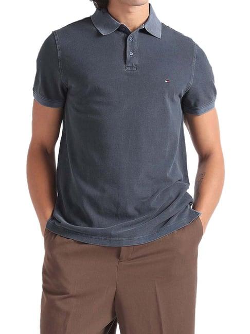 tommy hilfiger faded indigo solid regular fit polo t-shirt