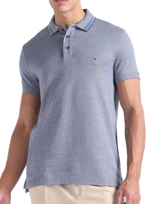 tommy hilfiger faded indigo solid slim fit polo t-shirt