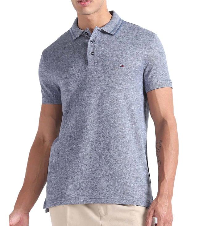 tommy hilfiger faded indigo solid slim fit polo t-shirt