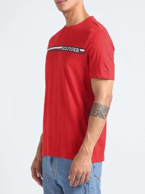 tommy hilfiger fierce red stripes regular fit t-shirt