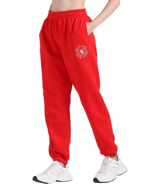 tommy hilfiger fierce red tapered fit joggers