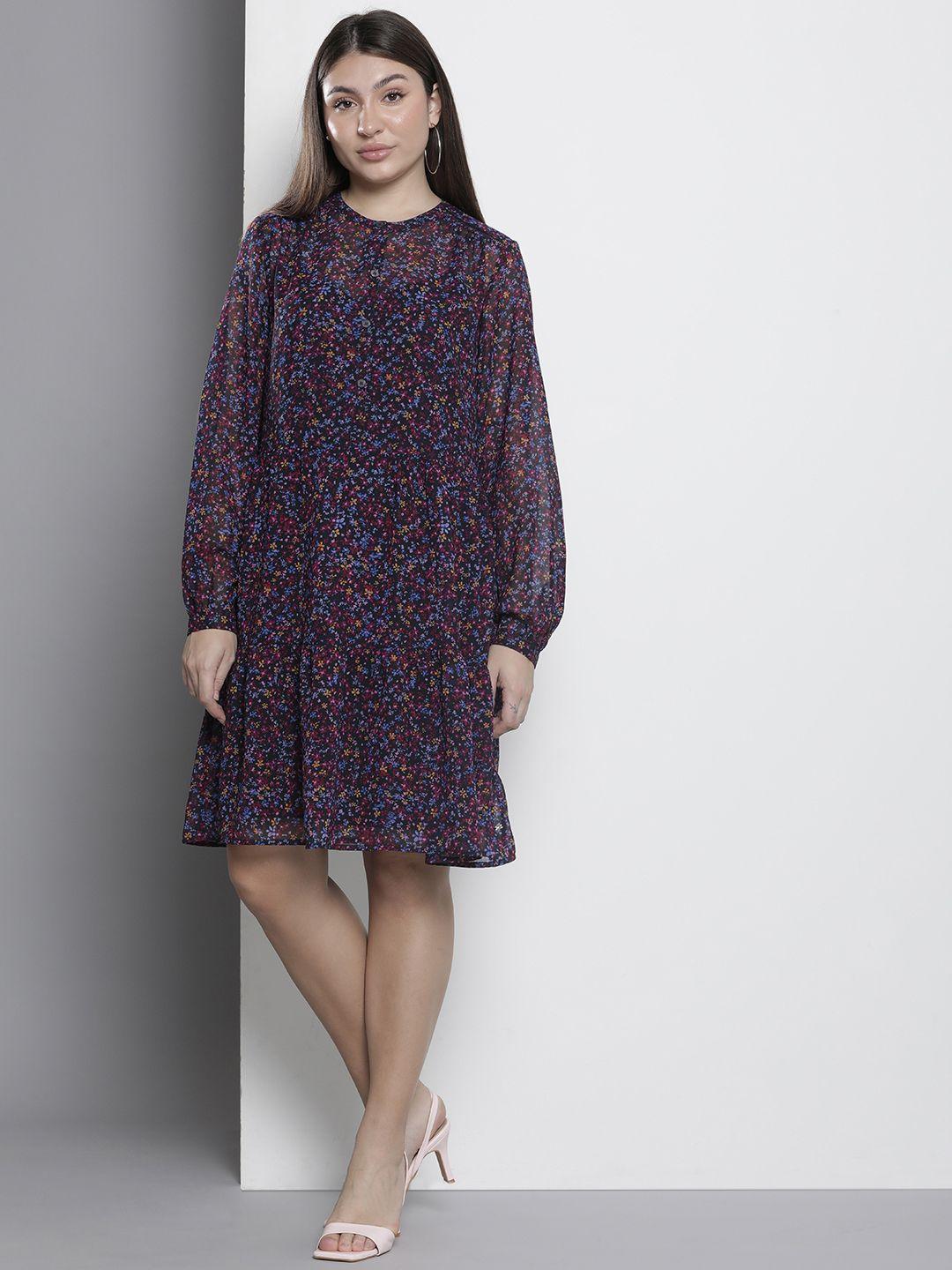 tommy hilfiger floral printed tiered a-line dress