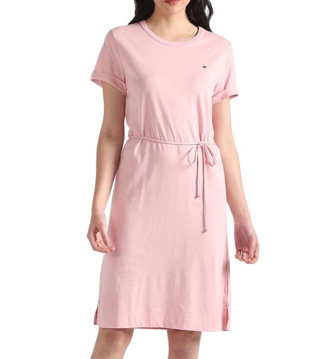 tommy hilfiger glacier pink solid slim fit dress