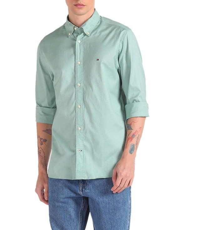 tommy hilfiger green regular fit shirt