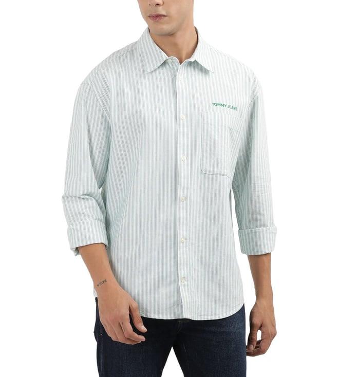 tommy hilfiger green stripes comfort fit shirt