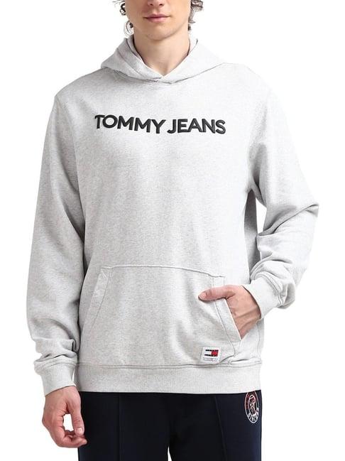 tommy hilfiger grey logo regular fit hoodie