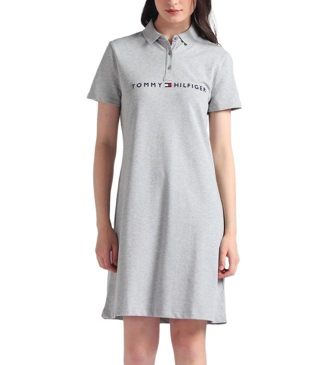 tommy hilfiger grey printed regular fit dress