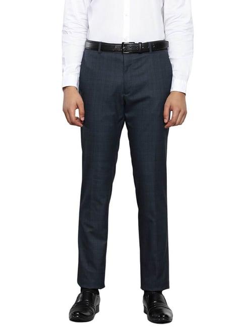 tommy hilfiger grey straight fit checks trousers