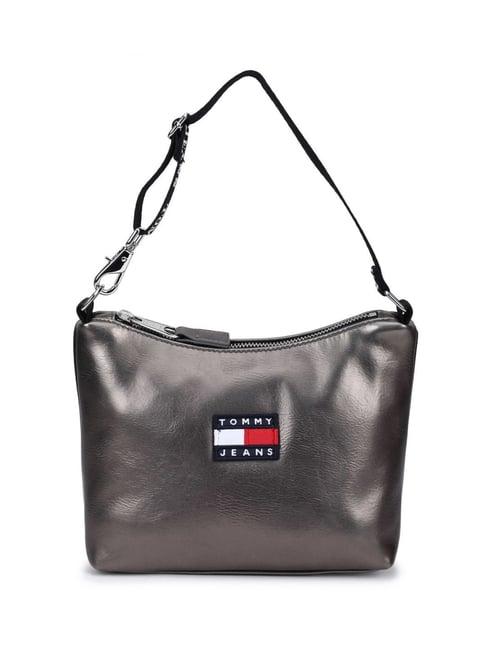 tommy hilfiger gunmetal heritage medium shoulder bag