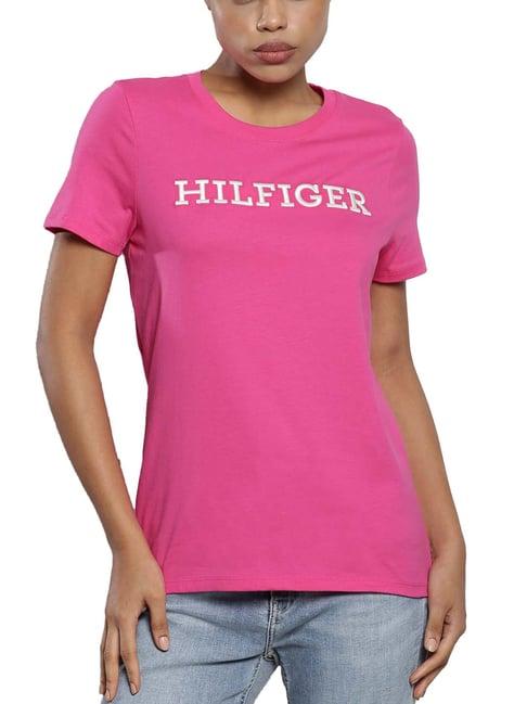 tommy hilfiger hot magenta logo regular fit t-shirt