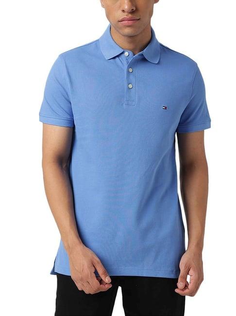 tommy hilfiger iconic blue slim fit polo t-shirt