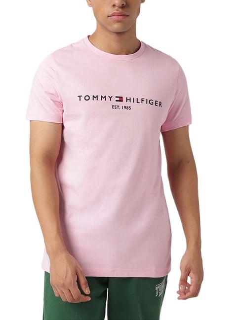 tommy hilfiger iconic pink logo slim fit t-shirt