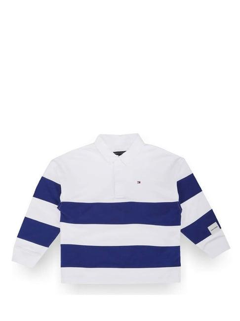 tommy hilfiger kids blue cotton color block full sleeves sweater