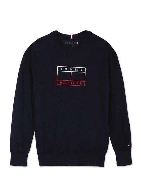 tommy hilfiger kids blue embroidery sweater